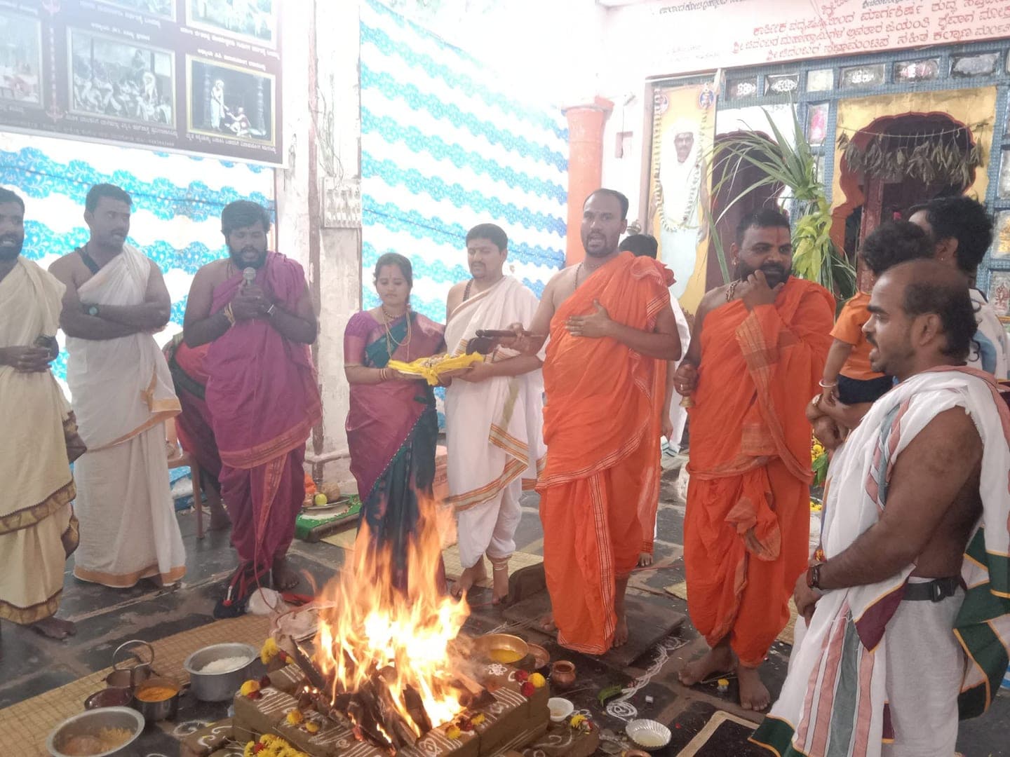 Conducting a homa (sacred fire ritual)